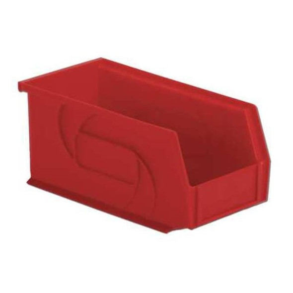 Hang & Stack Storage Bin, Plastic, Red, 5 in H, 5 1/2 in W, 10 7/8 in L