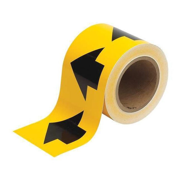 Brady Arrow Tape,Black/Yellow,4 In. W 91287
