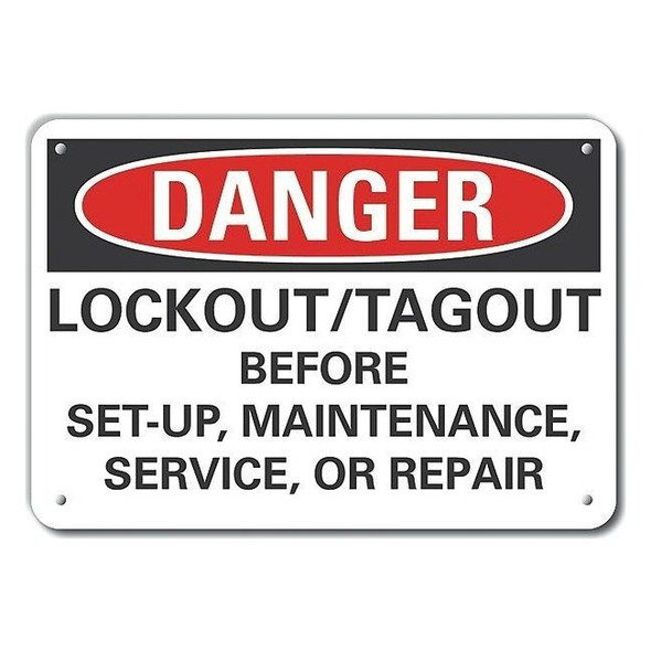 Danger Sign, 10 in Height, 14 in Width, Aluminum, Horizontal Rectangle, English