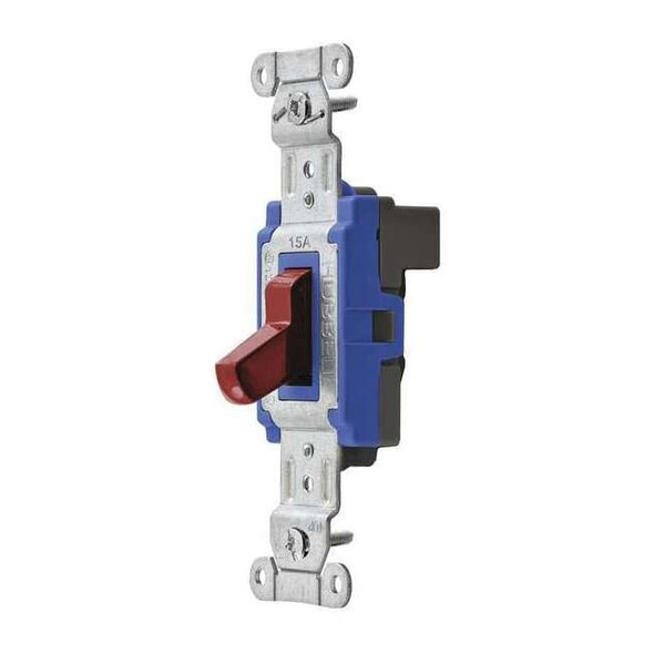 Wall Swtch, 1-Pole, 120/277V, 15A, Red, Toggl