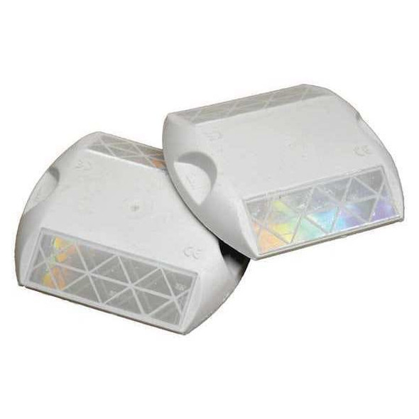 Pavement Marker, Retroreflective Polymer, 4 in Length, 3 3/4 in Width, 5/8 in Height, White, Epoxy