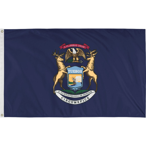 Valley Forge 3 Ft. x 5 Ft. Nylon Michigan State Flag MI3 Valley Forge 3 Ft. x 5 Ft. Nylon Michigan State Flag MI3