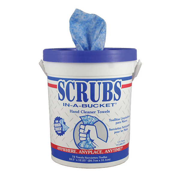 Scrubs® Hand Cleaner Towels, Blue, 6 Containers/72 ea