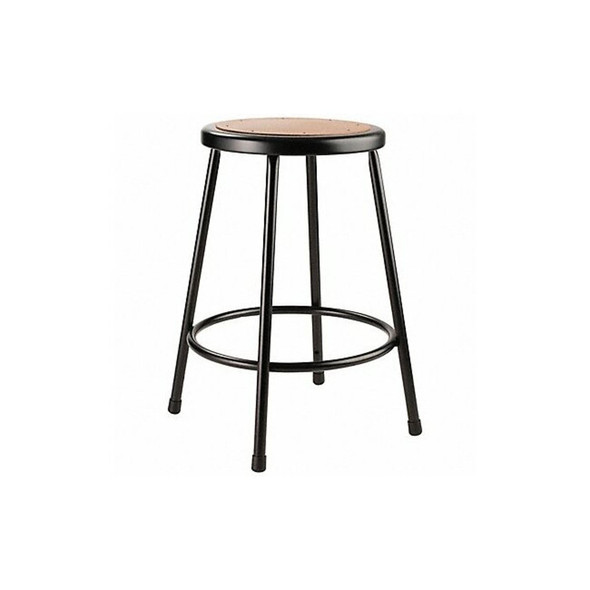 Round Stool, Height Range 24", Masonite Board Black