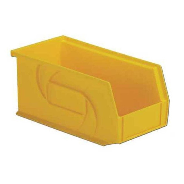 Hang & Stack Storage Bin, Plastic, Yellow, 5 in H, 5 1/2 in W, 10 7/8 in L