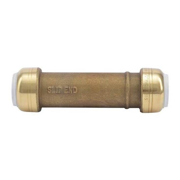 Sharkbite Push-Fit Coupling Fitting, 1/2 in Tube Size, Brass, Brass UIP3008A