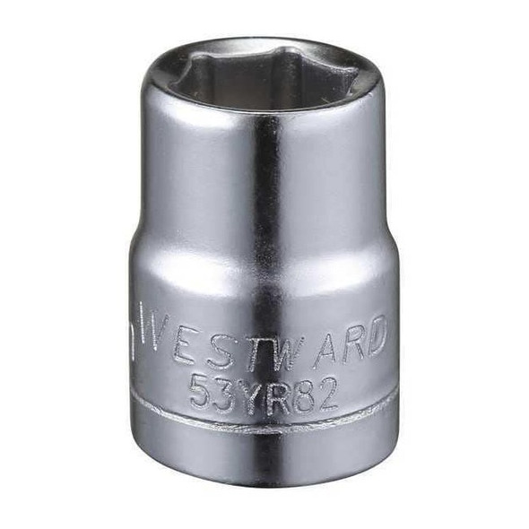 WESTWARD 3/8 in Drive, 10mm Hex Metric Socket, 6 Points,  Steel, Chrome, 10 mm