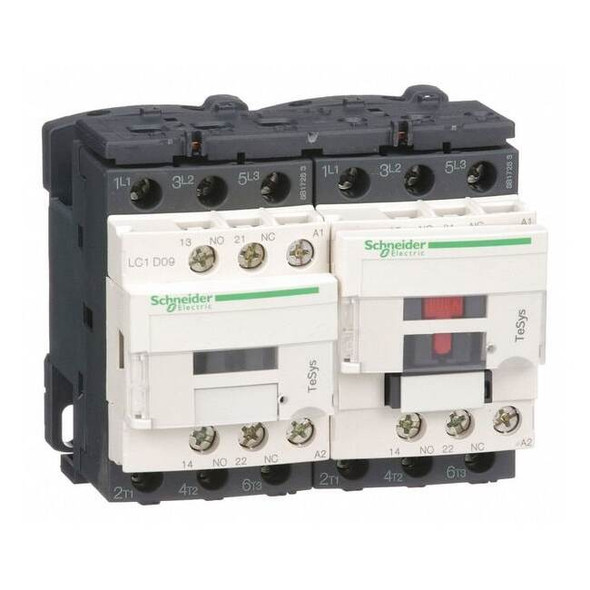 IEC Magnetic Contactor, 1NC/1NO, 120V AC, 3 P, Reversing, Screw Clamp