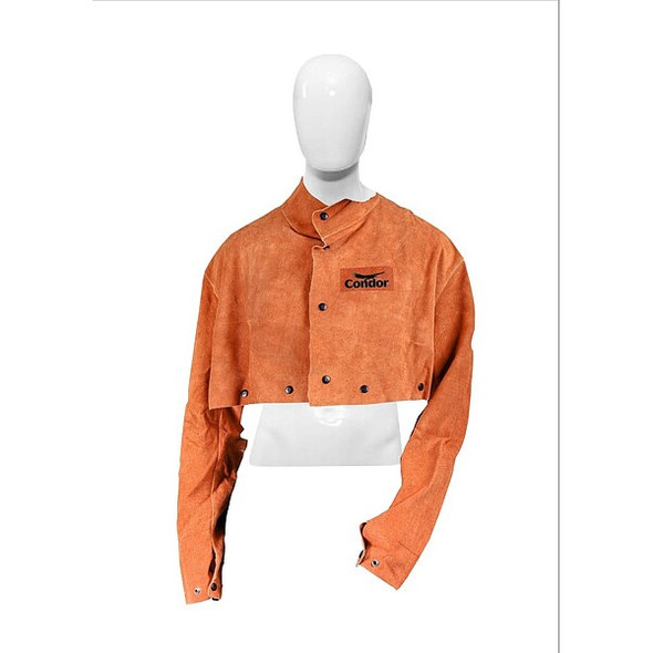 Condor Welding Cape Sleeve, Leather, 13 in Length, Brown, Straight Cuff 5T176