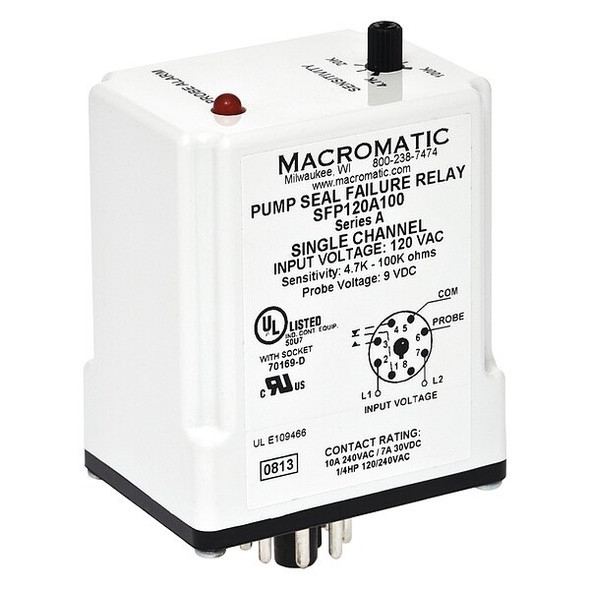 Macromatic Pump Seal Failure Relay,SPDT,8Pin,120VAC SFP120A100