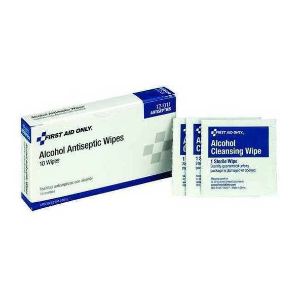 First Aid Only Alcohol Prep Pads,1-1/4 x 2-1/4 In,PK10 12-011