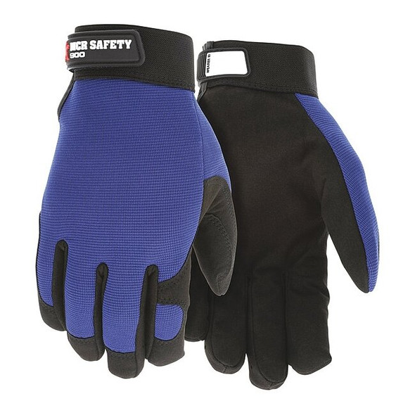 Mechanics Gloves, Spandex Back, 3 Abrasion Level, Black/Blue, XL