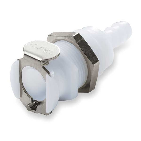 Colder Panel Mount Coupler, Acetal, Barbed, 3/8" PLC16006