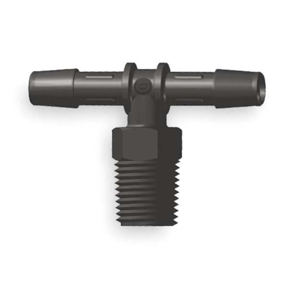 Eldon James Tee,Thread To Barb,Nylon,1/4 In,PK10 T4-6BN