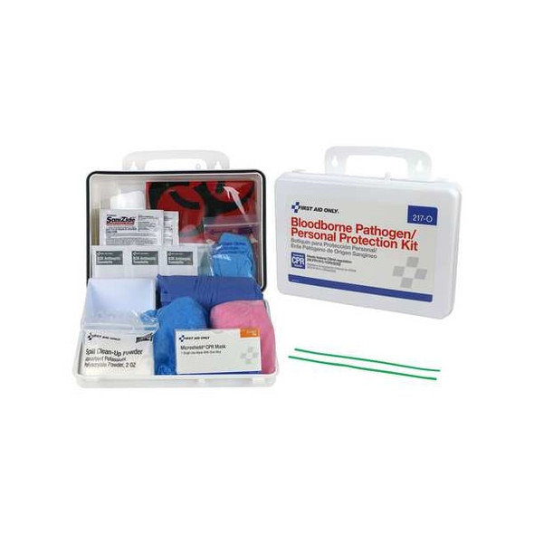 First Aid Only Bloodborne Pathogen Kit, Not Applicable Volume Absorbed per Kit, Bag, White 217-O