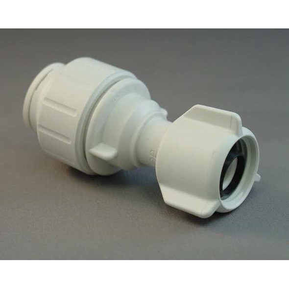 John Guest Push-Fit Adapter Fitting, 1/2 in Tube Size, Plastic, White PEISTC2034