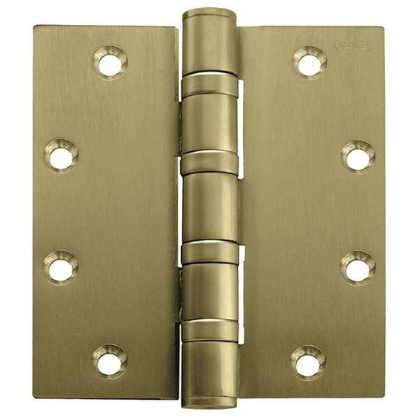 Door and Butt Hinge, Steel, Full Mortise Mounting, 2 1/4 in Leaf W x 5 in Leaf H, Bright Brass