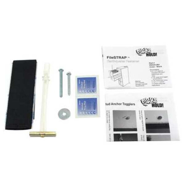 Quakehold! File Cabinet Fastener Strap,Black RW.2X12.B.1