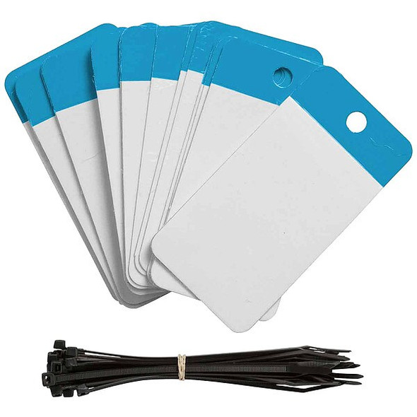Brady Tag, Blank, Polyester, 5 in H x 3 1/4 in W, Blue, Rectangle, 25 PK 102013