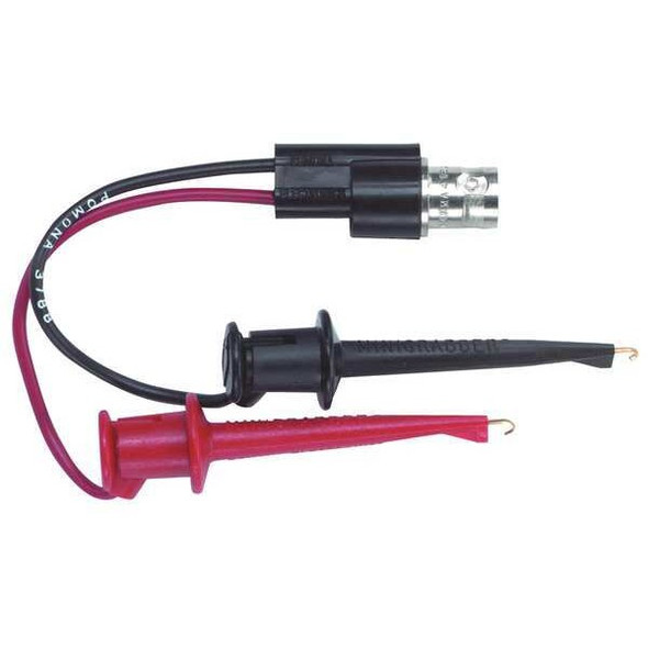 Test Clip Lead, BNC Female to Alligator Clip, 5-1/2", Nylon, Black, Red