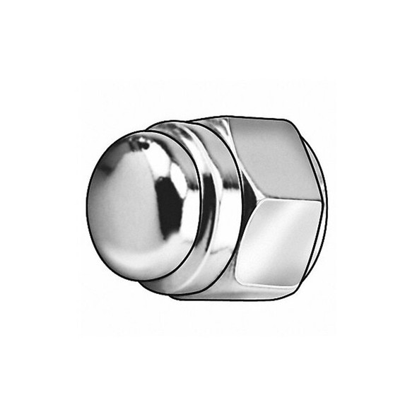 Flattened Head Cap Nut, 1/4"-20, Steel, Chrome Plated, 0.47 in H, 5 PK