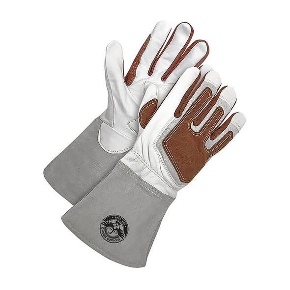 60-1-1940 Welding Gloves, Gauntlet Cuff, Wing Thumb, Premium Goatskin, L, 1 PR