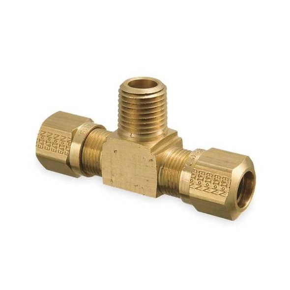 Weatherhead Tee,Brass,Comp3/8",Comp3/8",MNPT1/4" 1472X6