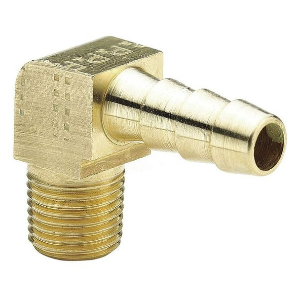 Parker 3/8" Barb x 1/4" MNPT Low Lead Brass 90 Degree Elbow L129HB-6-4