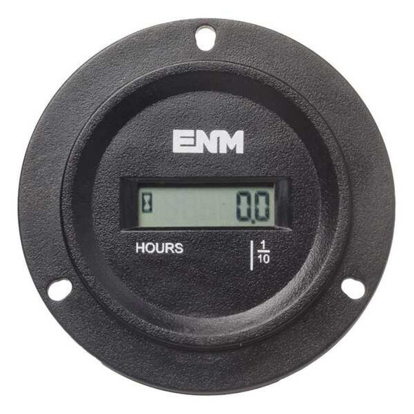 Enm Hour Meter, 3-Hole Round, LCD,Flange TB44B69A