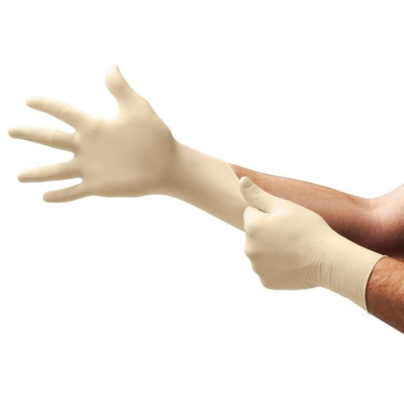 Microflex MF-300 Exam Gloves, 6.3 mil, Natural Rubber Latex, Powder-Free, XS (6), Natural, PK100