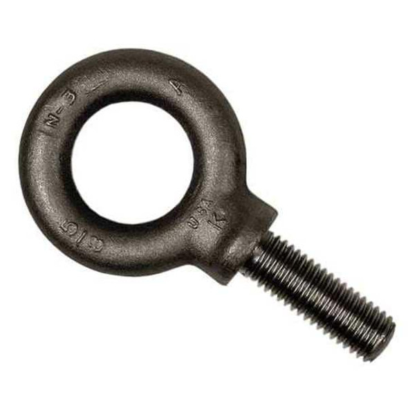Eye Bolt With Shoulder, 3/8"-16, 1-1/4 in Shank, 1 in ID, Steel, Plain