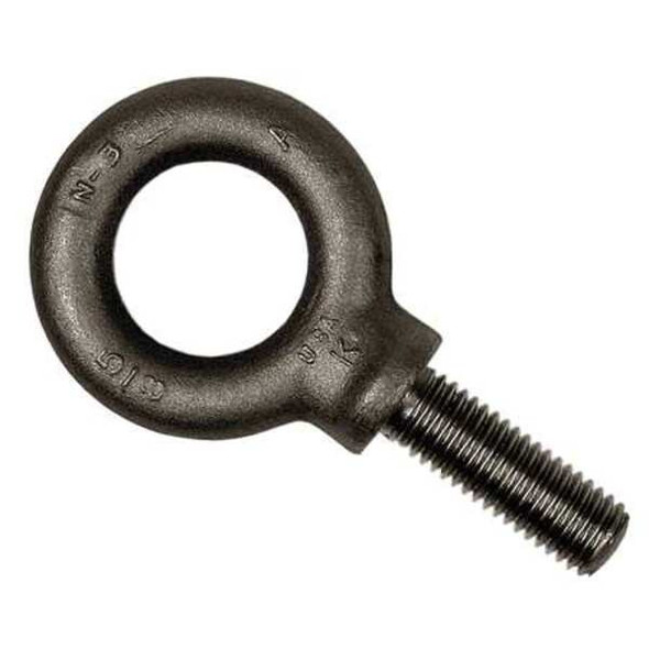 Eye Bolt With Shoulder, 3/8"-16, 1-1/4 in Shank, 1 in ID, Steel, Plain