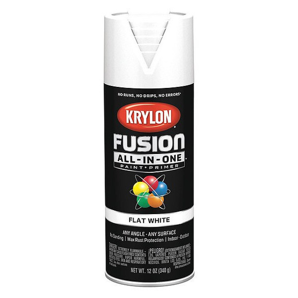 Krylon Rust Preventative Spray Paint, White, Flat, Solvent, 12 oz K02730007
