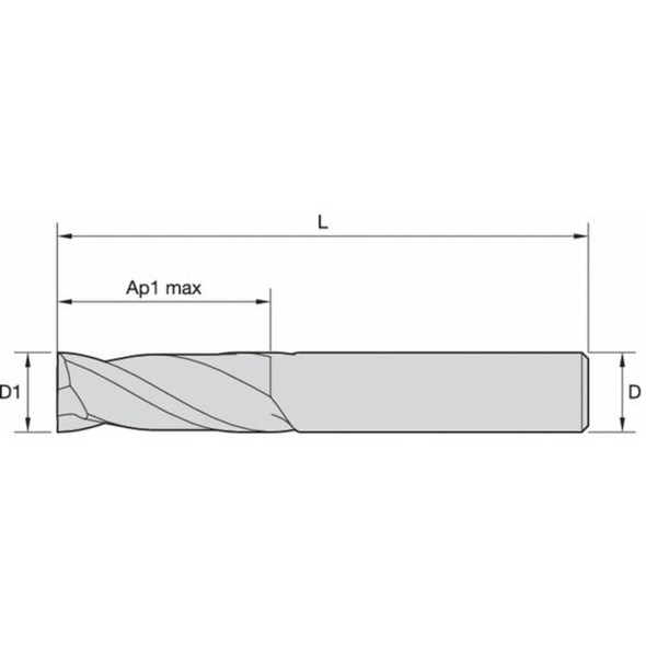 Widia End Mill,0.1250 in. Milling Dia.,I2S I2S0125T050R