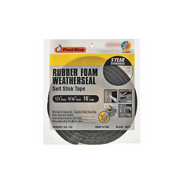 Frost King Spnge Rubber Foam Tape,1/2Inx10 ft,8 mil R512H