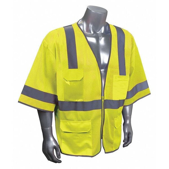 Condor High Visibility Vest,Yellow/Green,4XL 53YN83