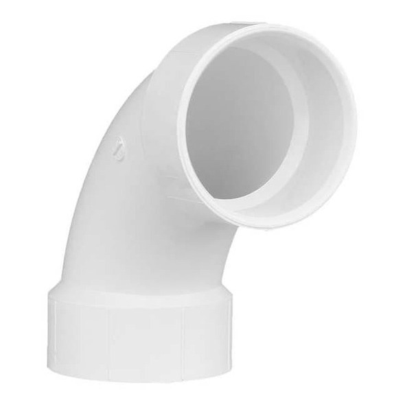 Manufacturer Varies PVC Elbow, 90 Degrees, Long Sweep, Hub, 3 in Pipe Size 1WJZ3
