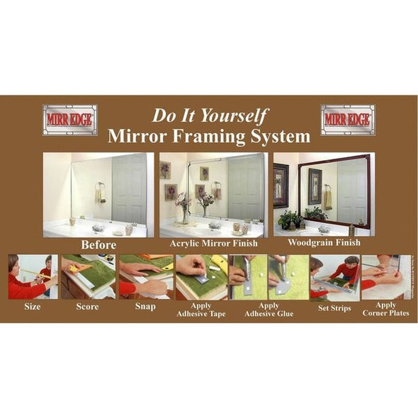 Mirredge Strips, 48 in L, 1 1/2 in W, 1/8 in H, Mirror 15248