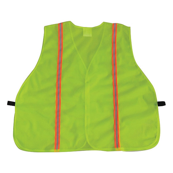 Condor High-Visibility Vest, Vertical Stripe, Lime, Mesh Polyester, Hook and Loop, Universal 53YL98