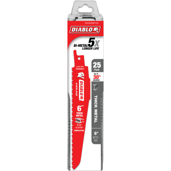 Diablo 25pk 6" 8-10 Recip Blade DS0608BFD25 301609