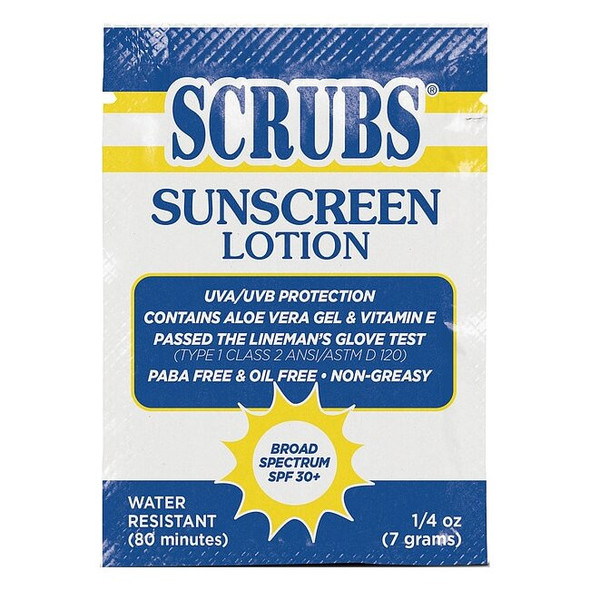 Scrubs Sunscreen,0.25 oz,Packet,30 SPF,PK100 92101