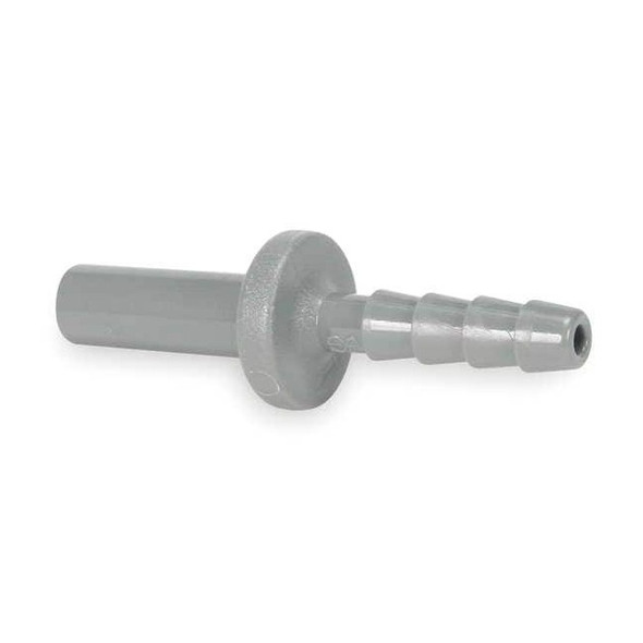 Barbed Fitting Adapter, 3/16 in Tube Size, Acetal, Gray, 10 PK