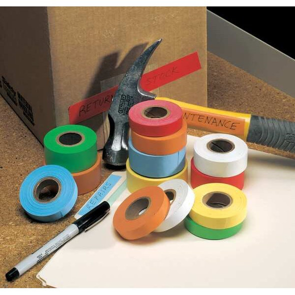 Masking Tape, 1/2 in W x 14 yd L, 6 mil Thick, Yellow, Rubber Adhesive