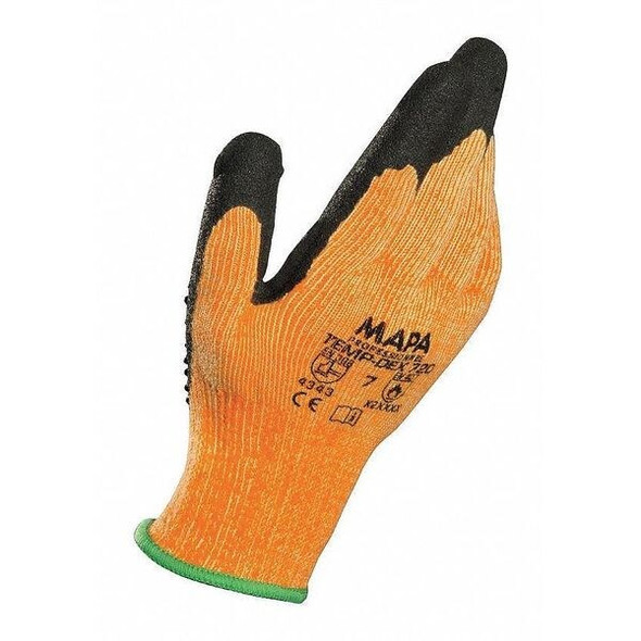 Heat Resistant Gloves, Nitrile, 250 Degrees F Max Temp., Orange, 9, 1 PR