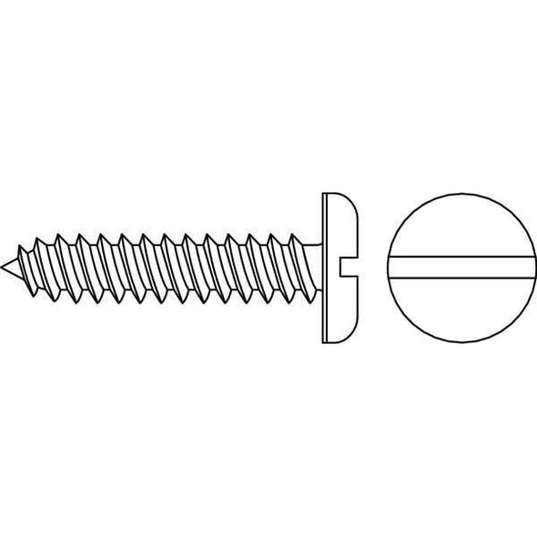 Sheet Metal Screw, #6 x 3/8 in, Zinc Plated Steel Pan Head Slotted Drive, 100 PK