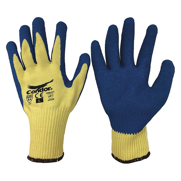 Cut-Resistant Coated Gloves, Cut Level A4 ,Dipped ,Latex ,Rough ,L 1 PR