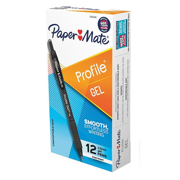 Paper Mate Pen,Black,Non-Erasable,Gel,PK12 2095468