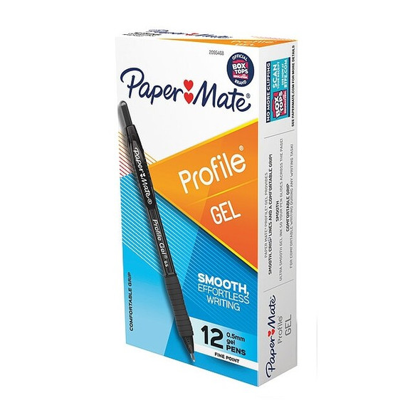 Paper Mate Pen,Black,Non-Erasable,Gel,PK12 2095468