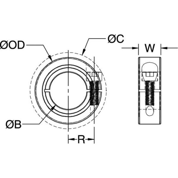 Ruland Shaft Collar, Clamp, 1Pc, 20mm, Alum MCL-20-A