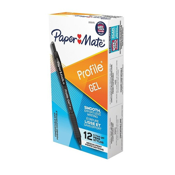 Paper Mate Pen, Black, Non-Erasable, Gel, PK12 2095476